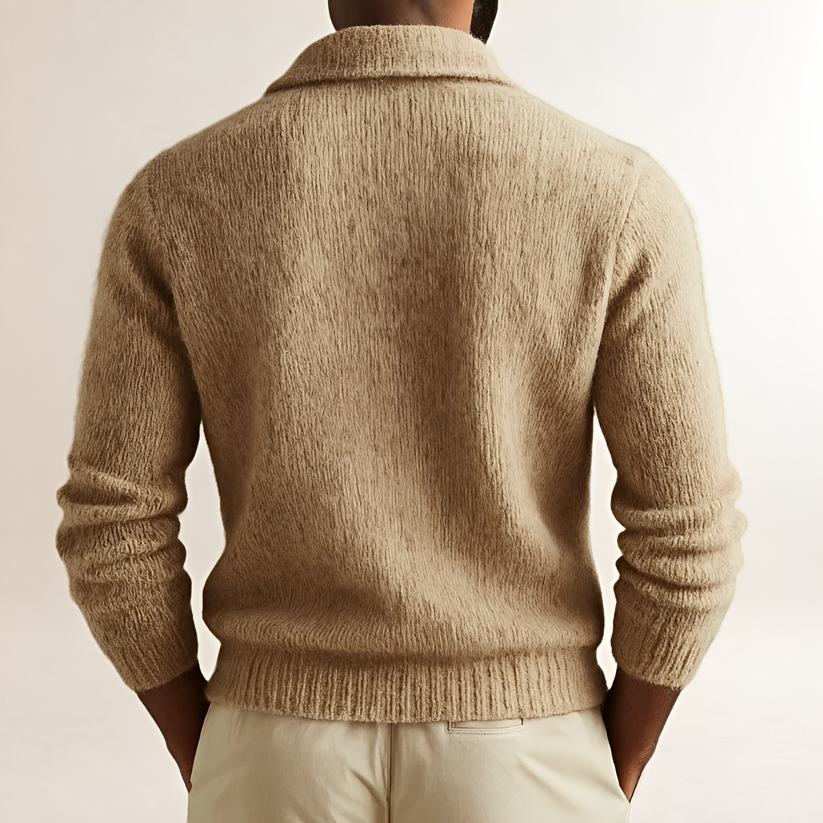 Men's Cardigan Retro Lapel Sweater with Button Closure - Regular Fit