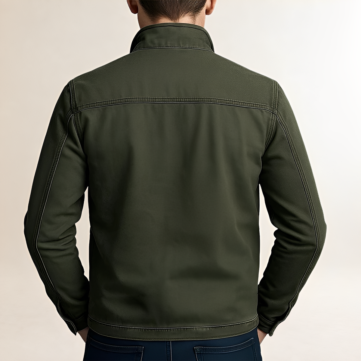 Men's Casual Zipper Lapel Jacket - Vintage Style with Multiple Pockets