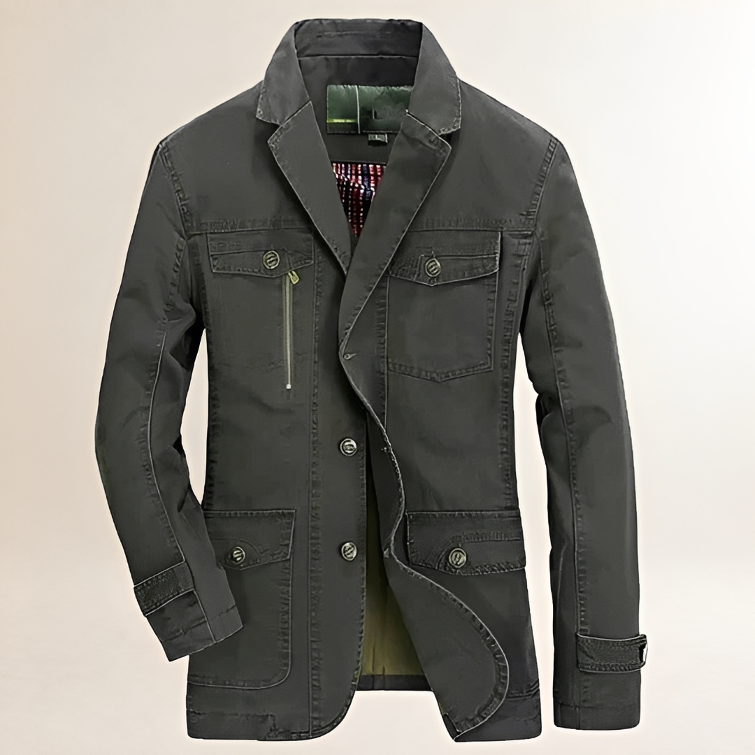 Men's Jacket Casual Blazer with Multiple Pockets and Button Closure - Regular Fit