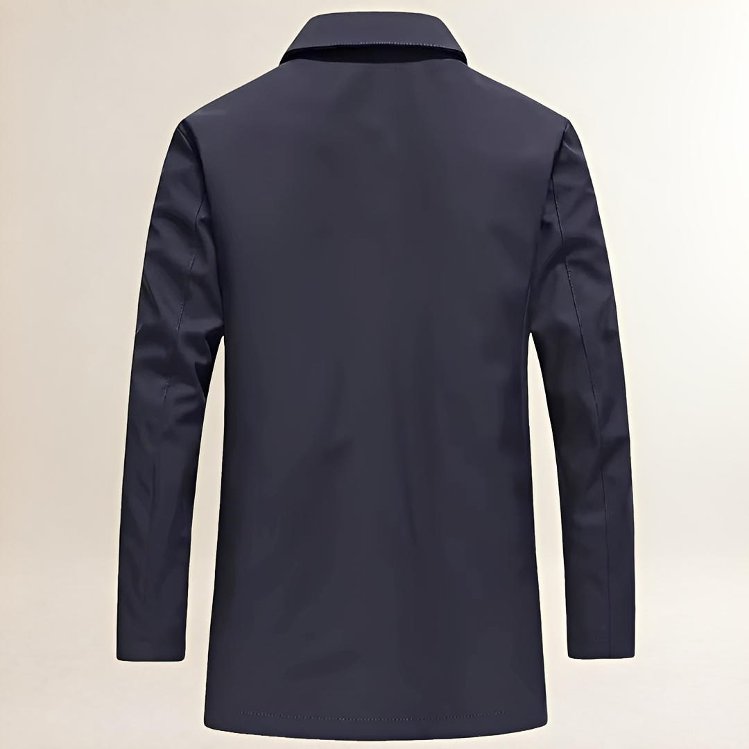 Men's Long Button-Up Jacket - Casual Fit, Classic Design