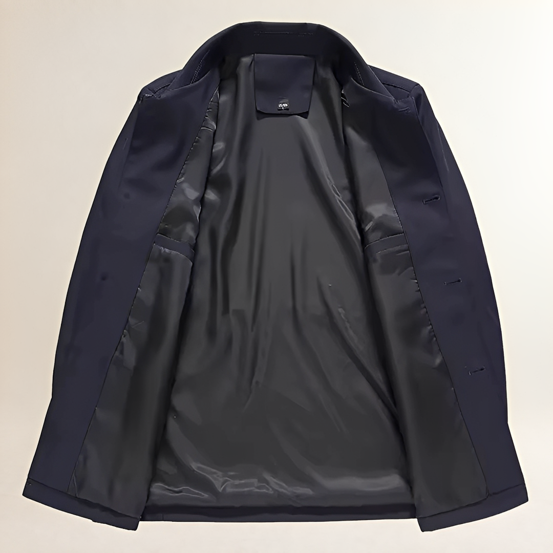 Men's Long Button-Up Jacket - Casual Fit, Classic Design