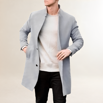 Men's Mid-length Stand Collar Single Breasted Coat - Casual Outerwear