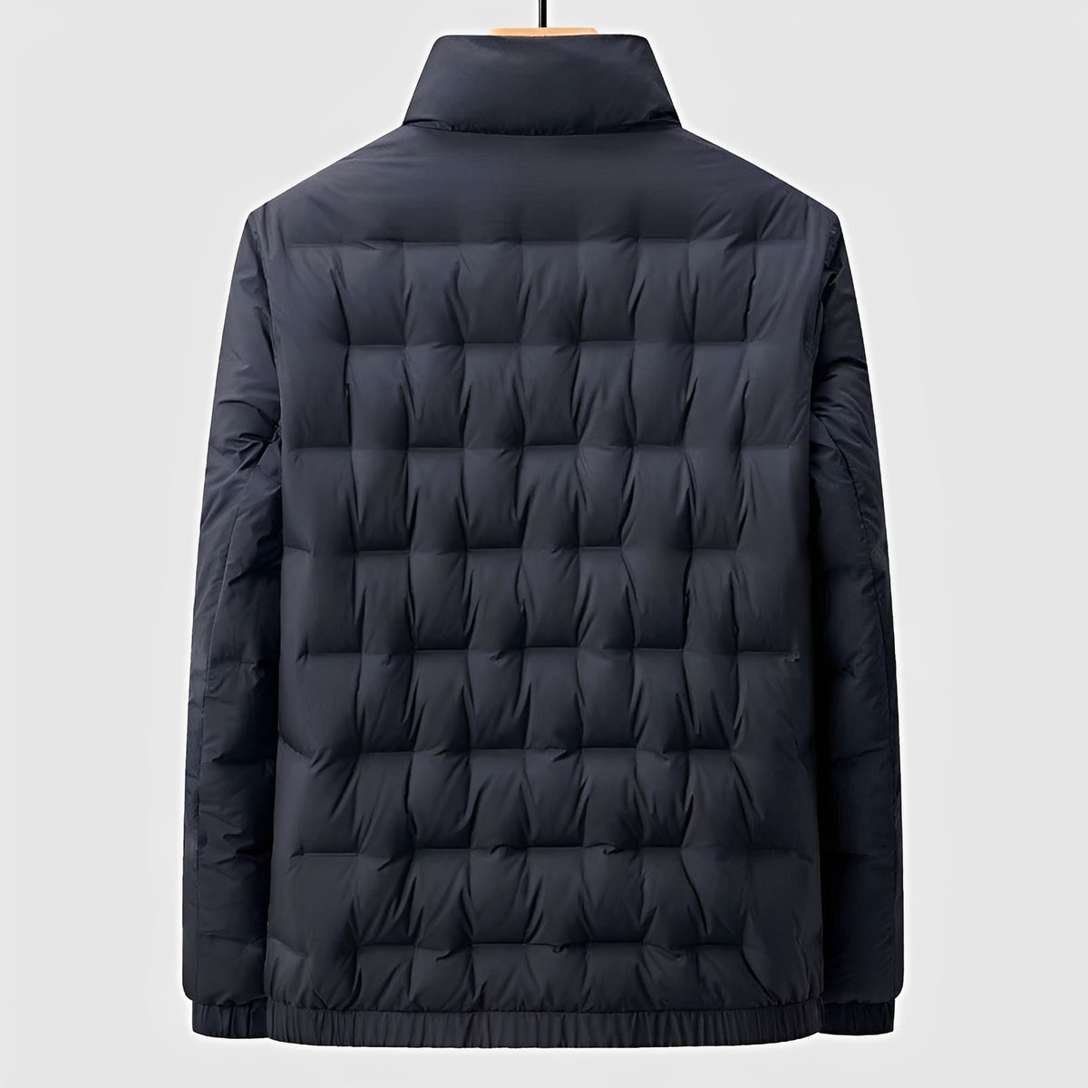 Men's Quilted Jacket - Stand Collar, Zip Closure, Lightweight Design