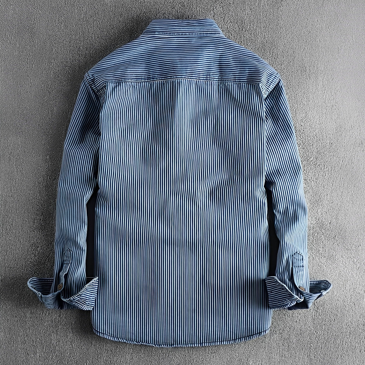 Men's Striped Shirt - Long Sleeve, Button Closure, Two Chest Pockets