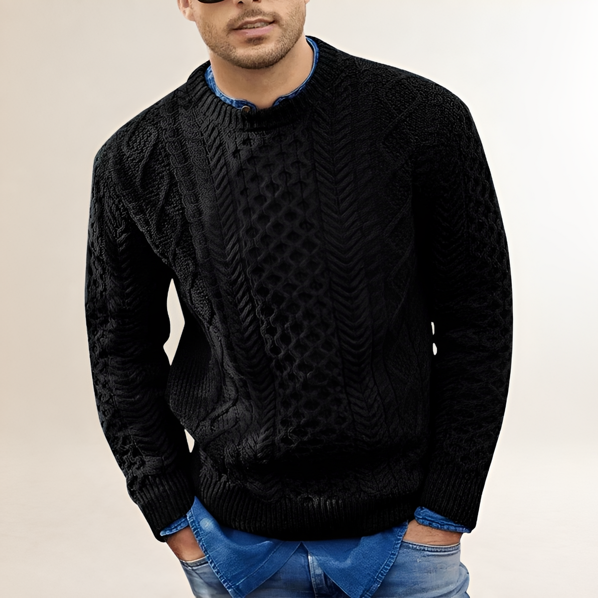 Men's Sweater - Textured Design, Crew Neck, Regular Fit, Casual Style