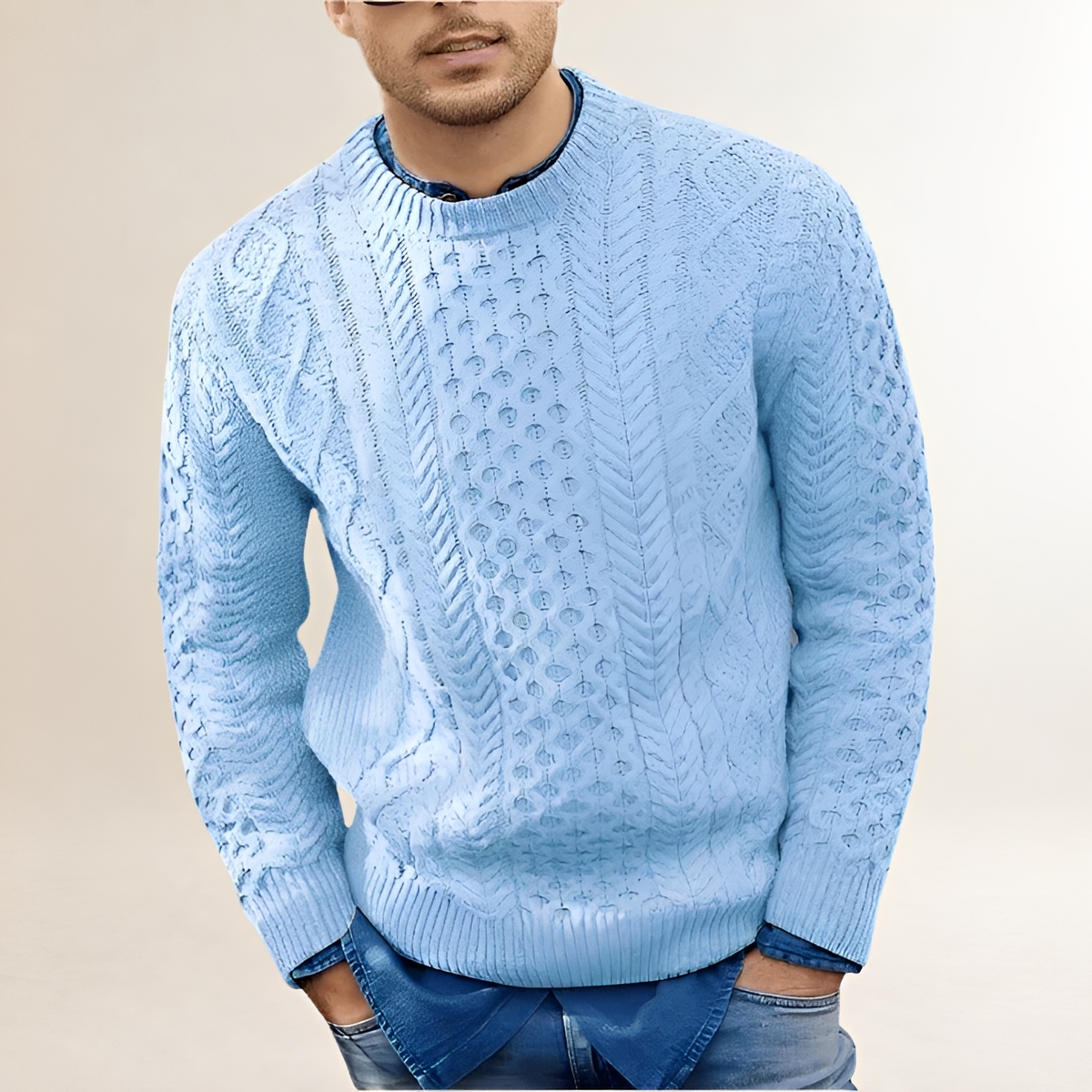 Men's Sweater - Textured Design, Crew Neck, Regular Fit, Casual Style