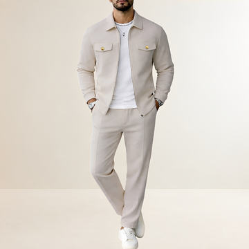 Sets for Men - Zip Closure Jacket with Chest Pockets and Elastic Waist Pants