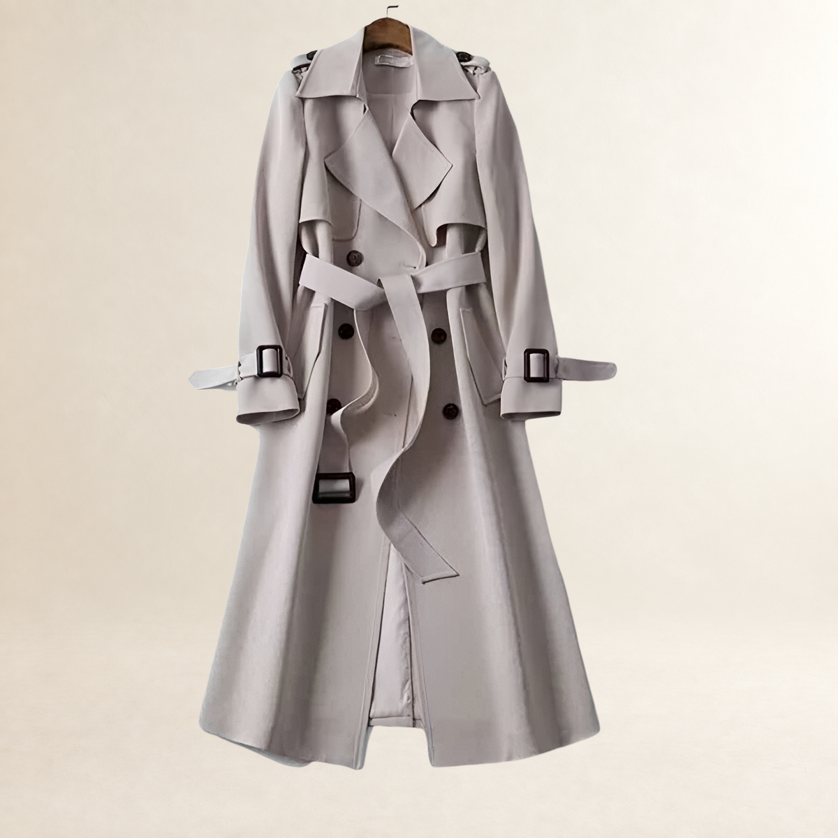 Trench Coat Women Double-Breasted with Belted Waist - Classic Fit