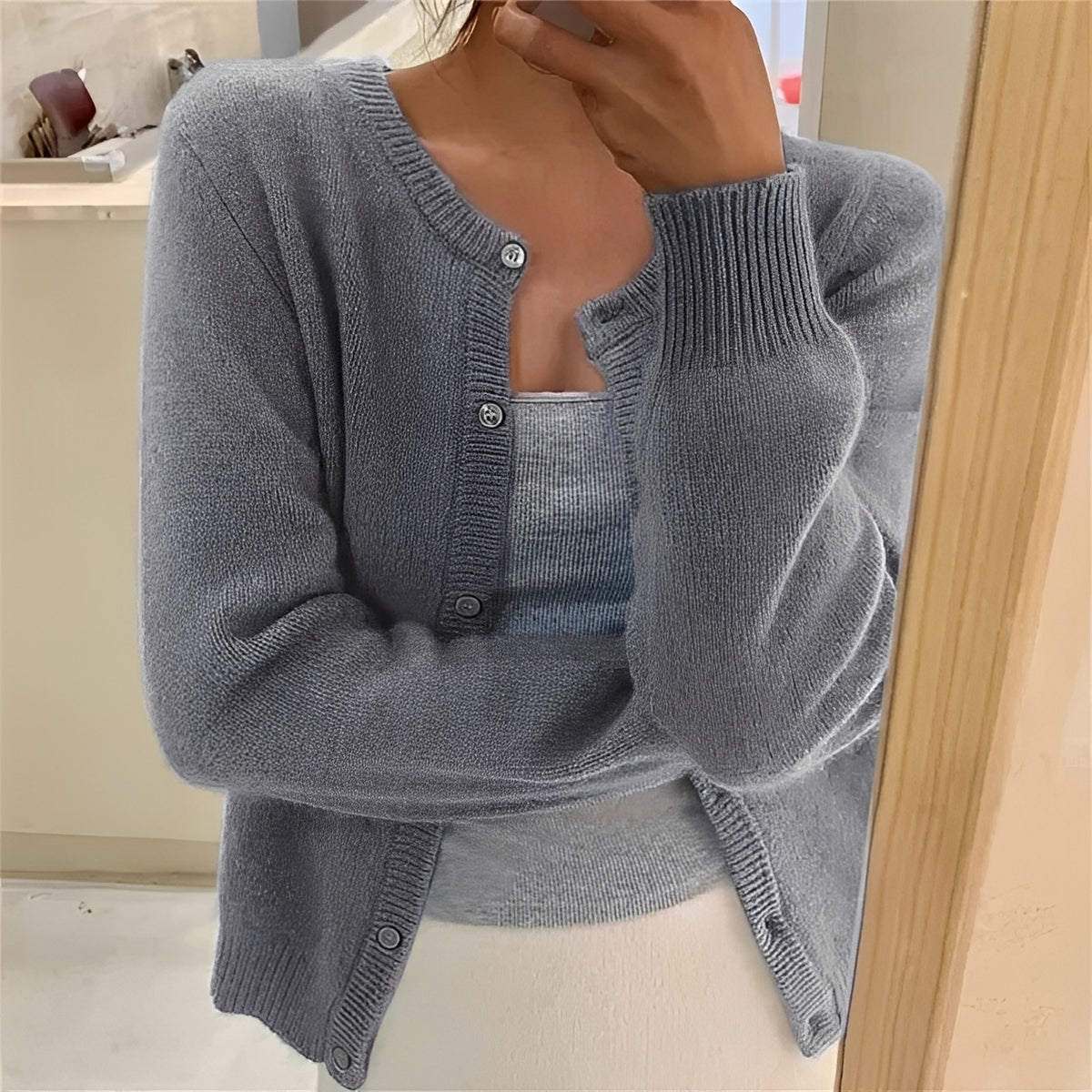 Women's Cardigan - Button Closure, Ribbed Cuffs, Regular Fit