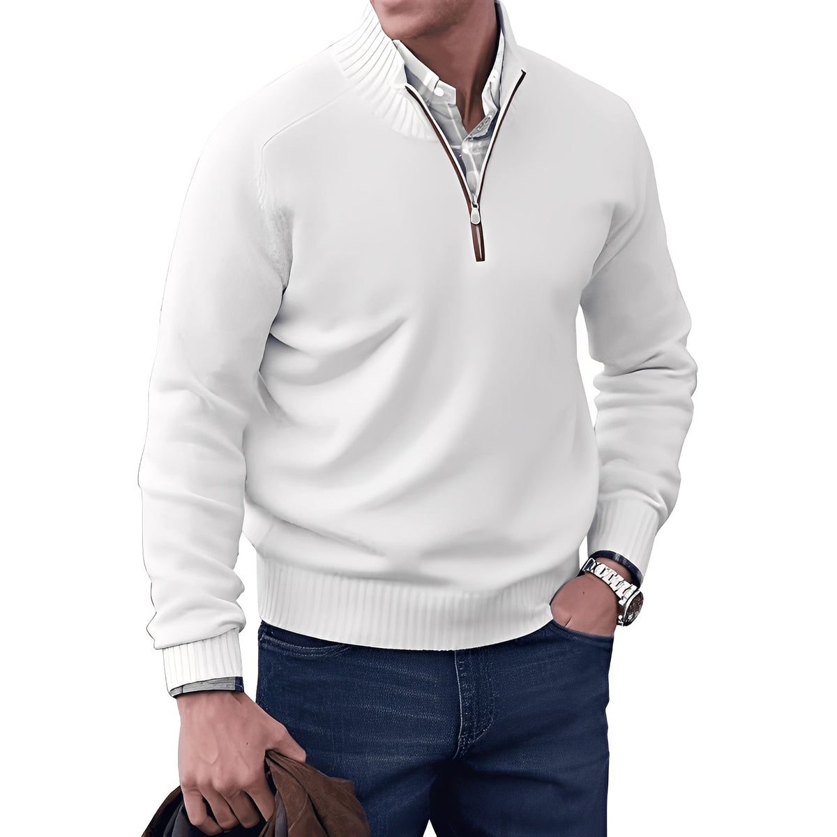 Kian - Modern men's pullover with useful zipper