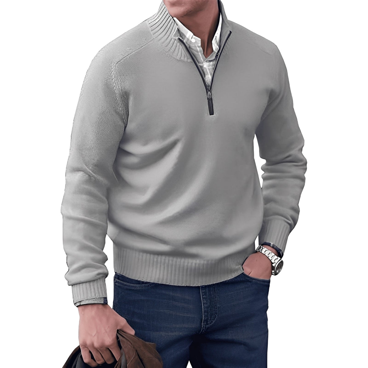 Kian - Modern men's pullover with useful zipper