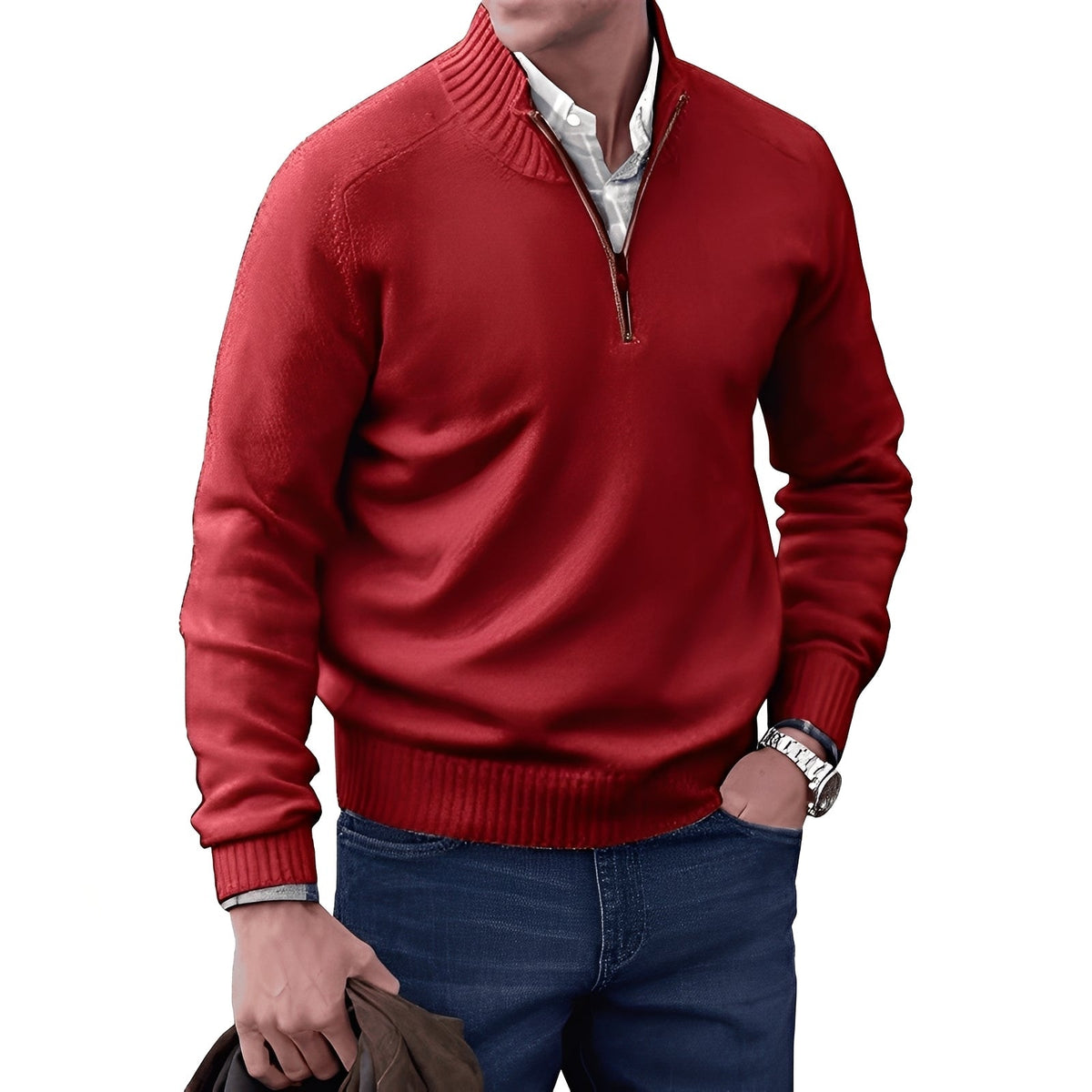 Kian - Modern men's pullover with useful zipper