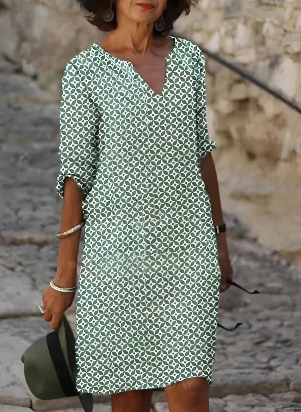 Kristina - Stylish midi dress with half-length sleeves for women