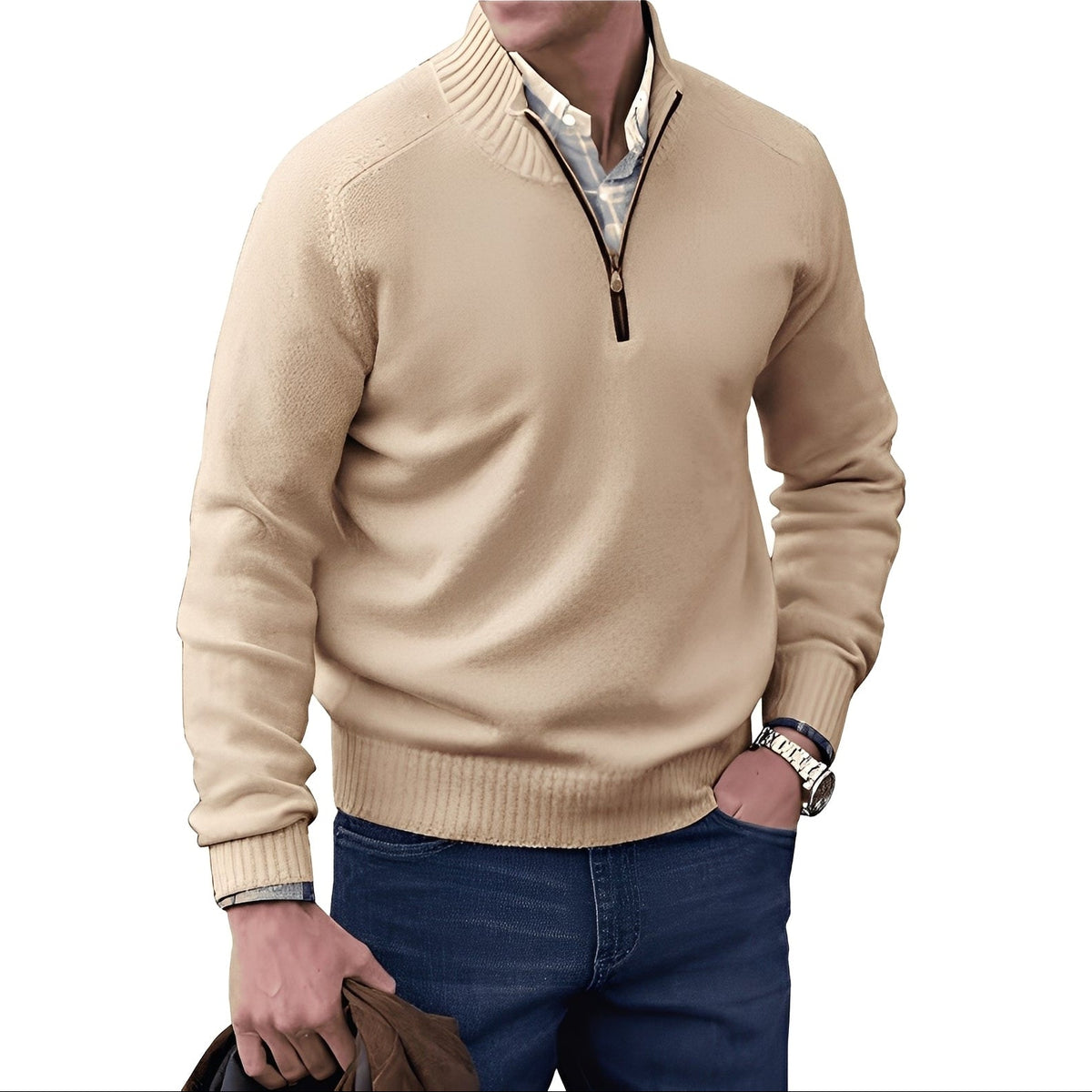 Kian - Modern men's pullover with useful zipper