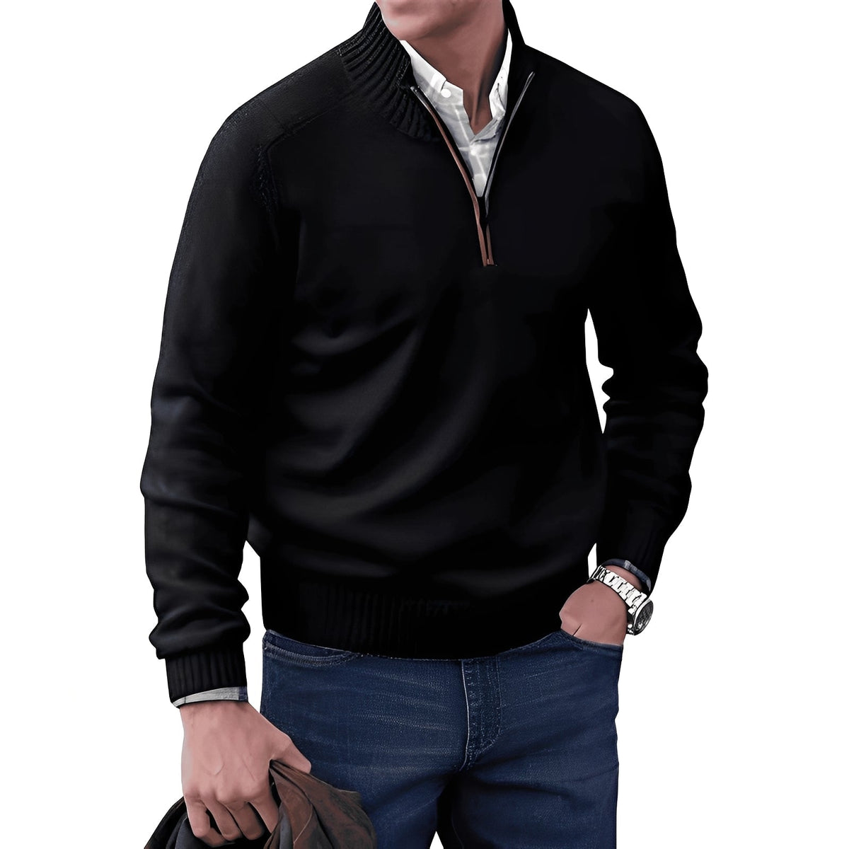 Kian - Modern men's pullover with useful zipper