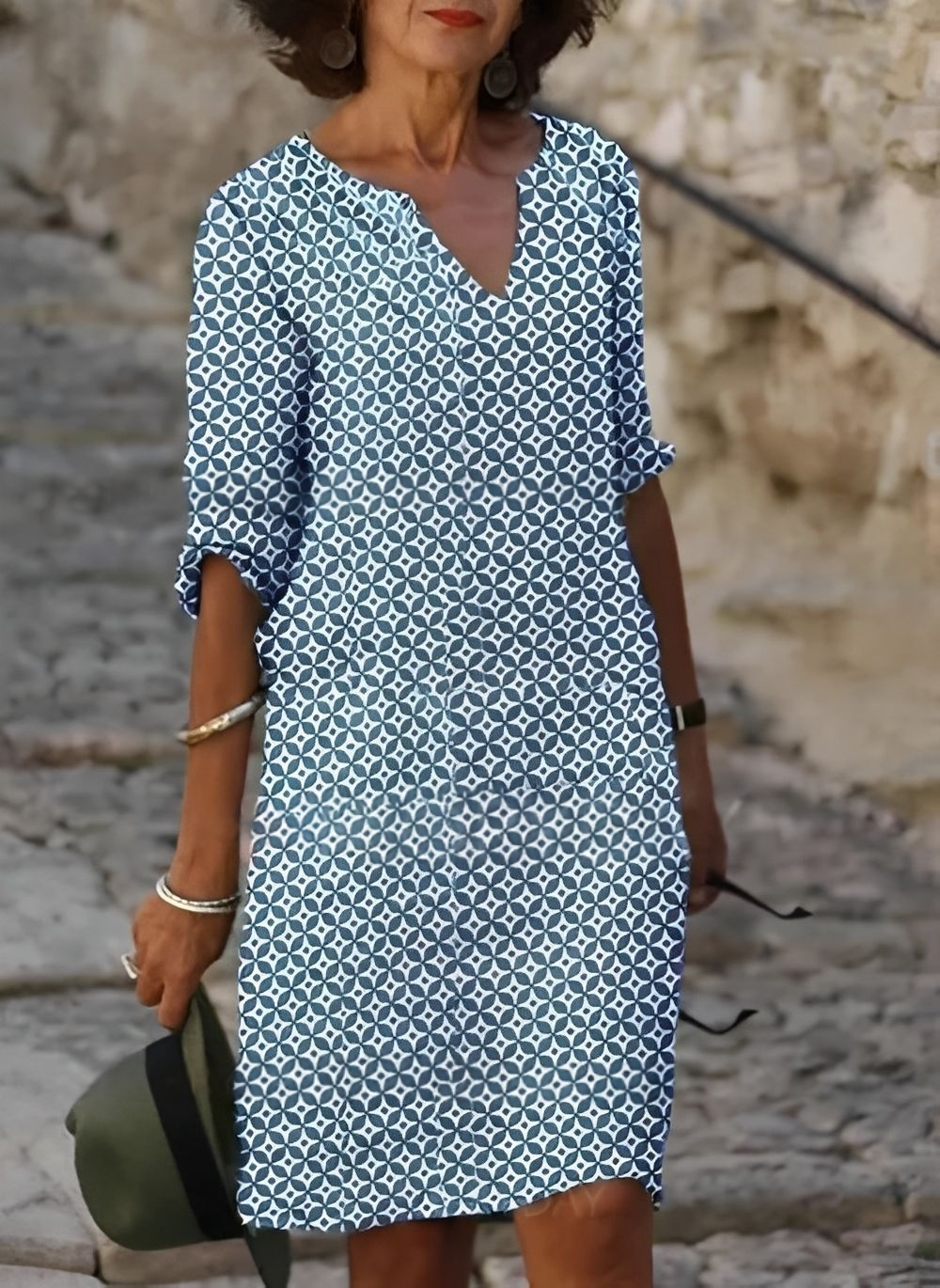 Kristina - Stylish midi dress with half-length sleeves for women