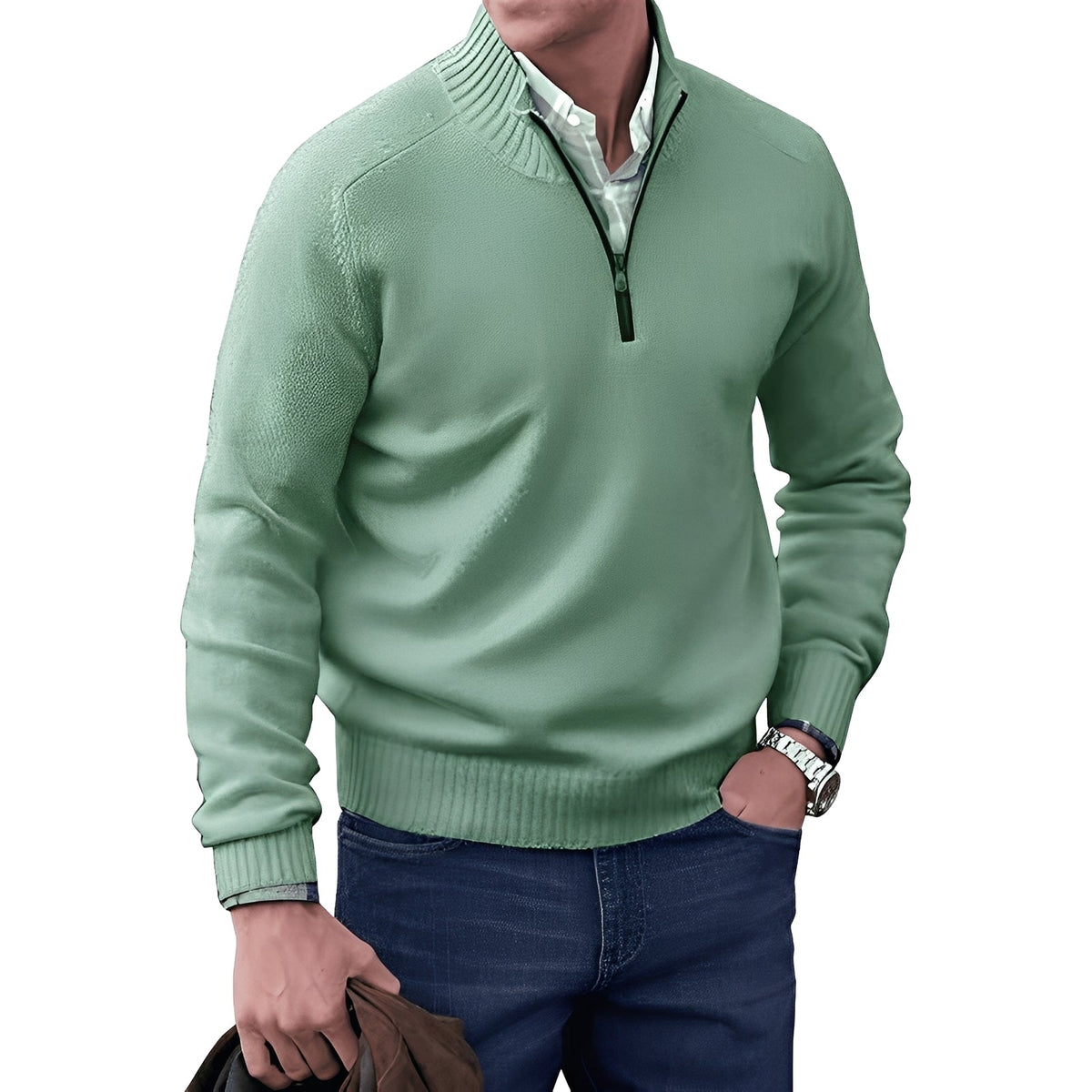 Kian - Modern men's pullover with useful zipper