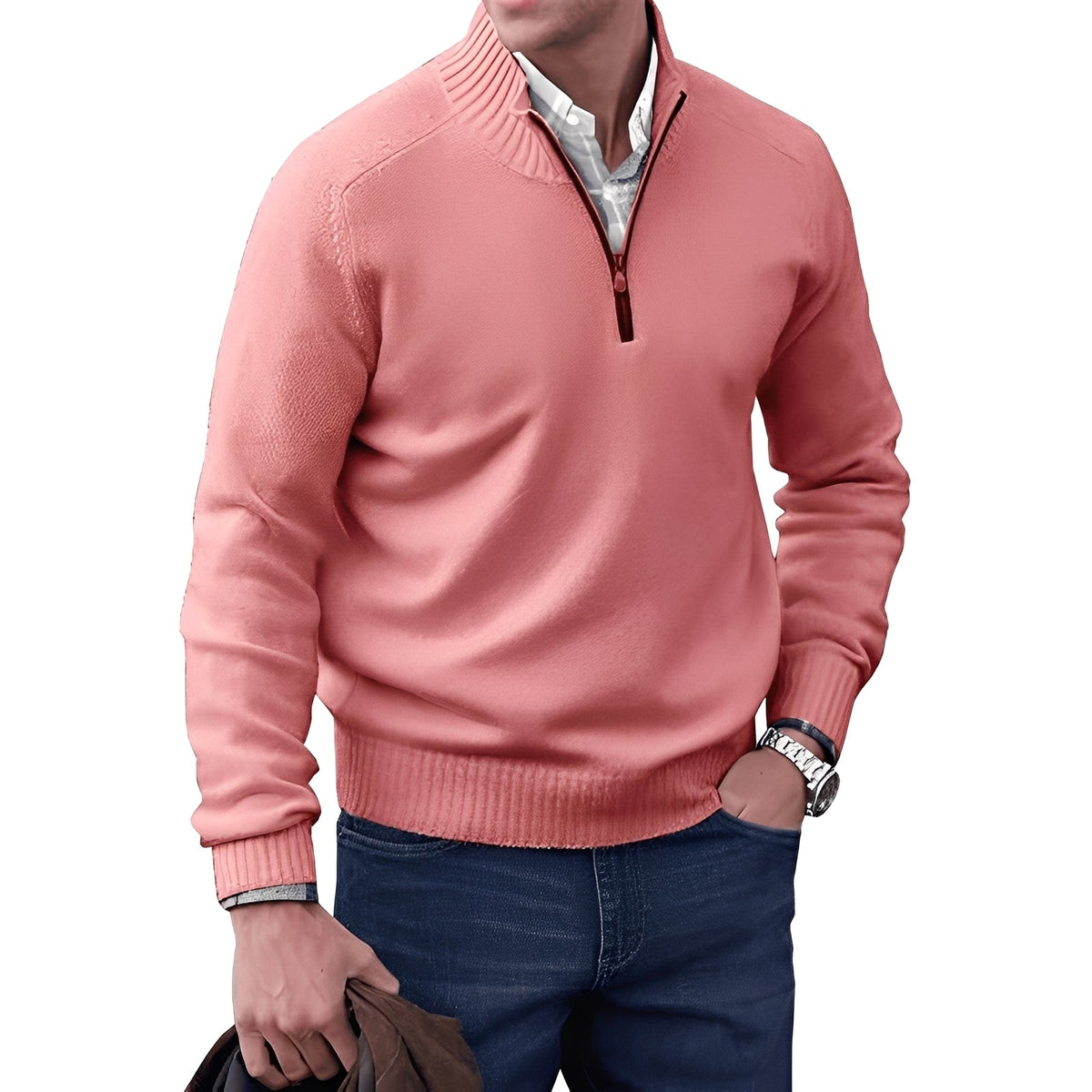 Kian - Modern men's pullover with useful zipper