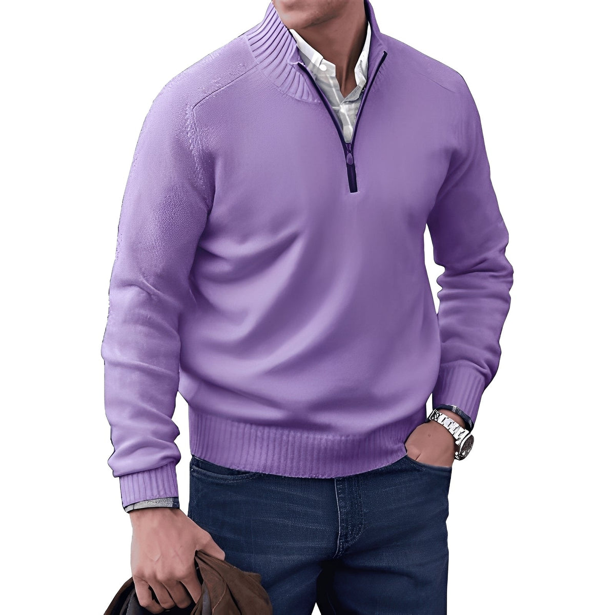 Kian - Modern men's pullover with useful zipper